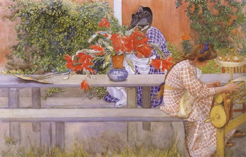 Carl Larsson Karin and Brita with Cactus